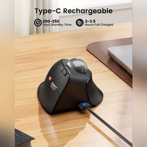 ProtoArc Vertical Wireless Trackball Mouse, EM05 NL Bluetooth Ergonomic Rollerba